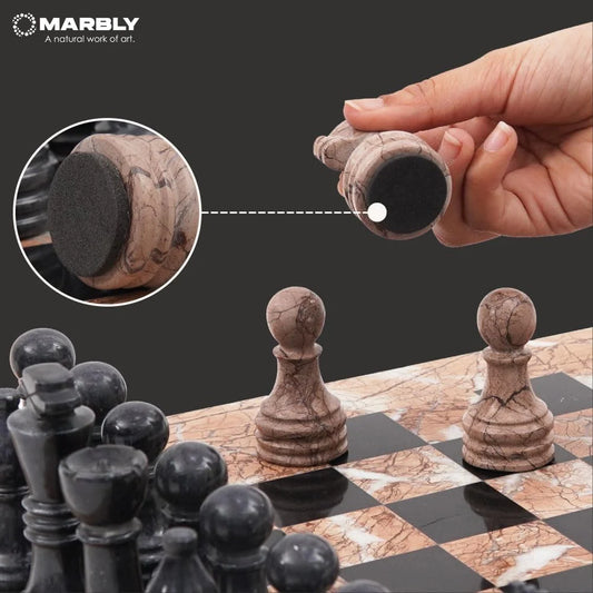 15 Inches Marinara & Black Marble Chess Set