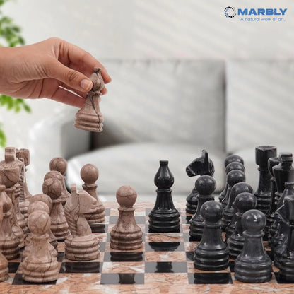 15 Inches Marinara & Black Marble Chess Set