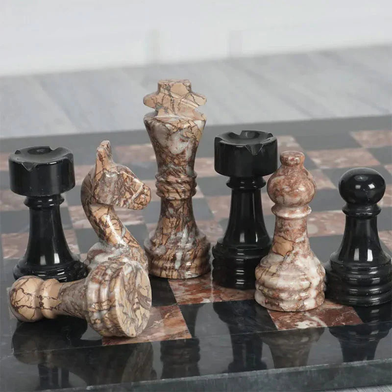 Marble Black & Marinara Premium Quality Chess Game Figures