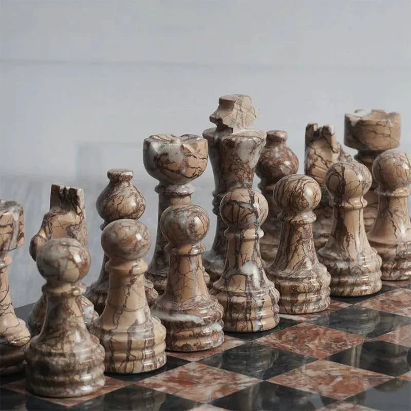 Marble Black & Marinara Premium Quality Chess Game Figures