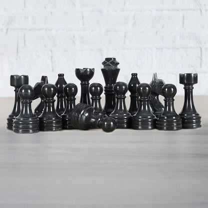 Black and White Natural Marble Chess Pieces