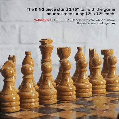 12 Inches - Premium Marble Chess Set Black and Golden