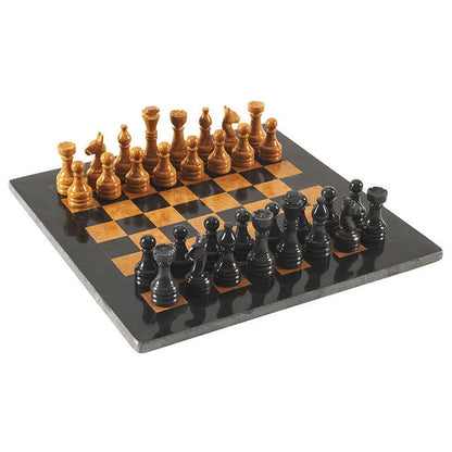 12 Inches - Premium Marble Chess Set Black and Golden