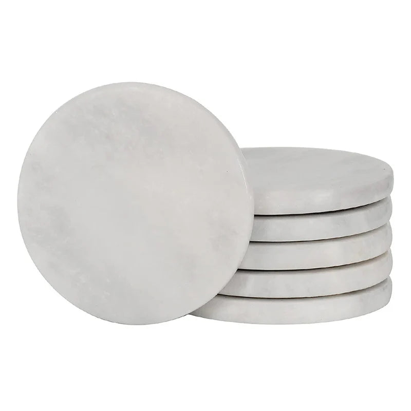 Marble Coaster Plates Set - Round