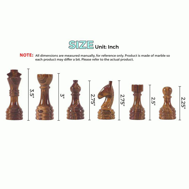 Marble Red & Coral Premium Quality Chess Pieces