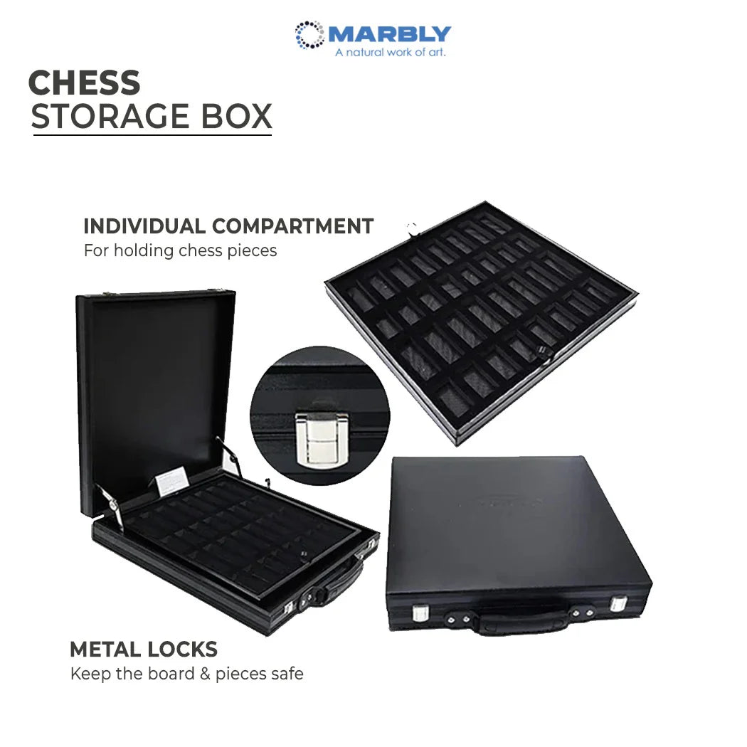 15" White and Black Chess Set (With Storage Box)