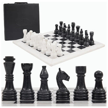 15" White and Black Chess Set (With Storage Box)