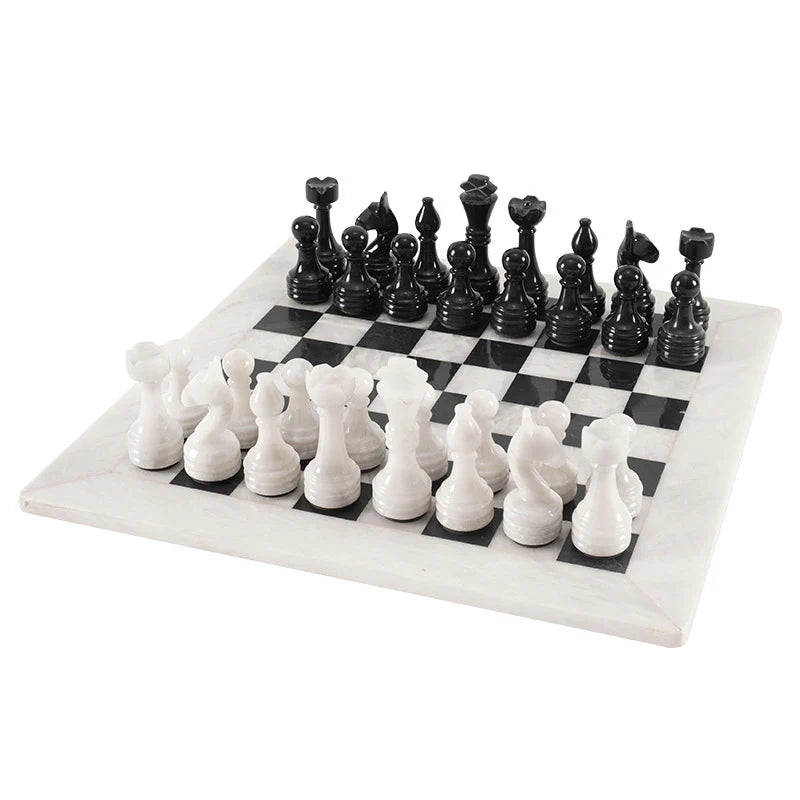 15" White and Black Chess Set (With Storage Box)