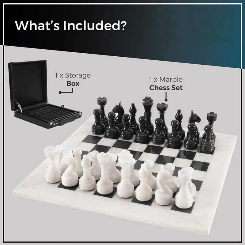 15" White and Black Chess Set (With Storage Box)