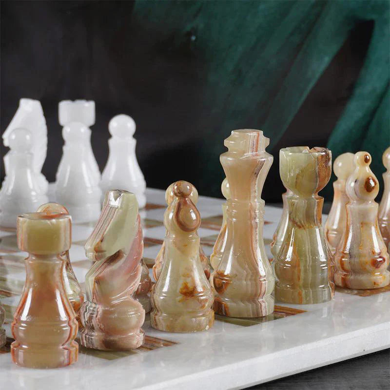 White and Green Premium Quality Chess pieces